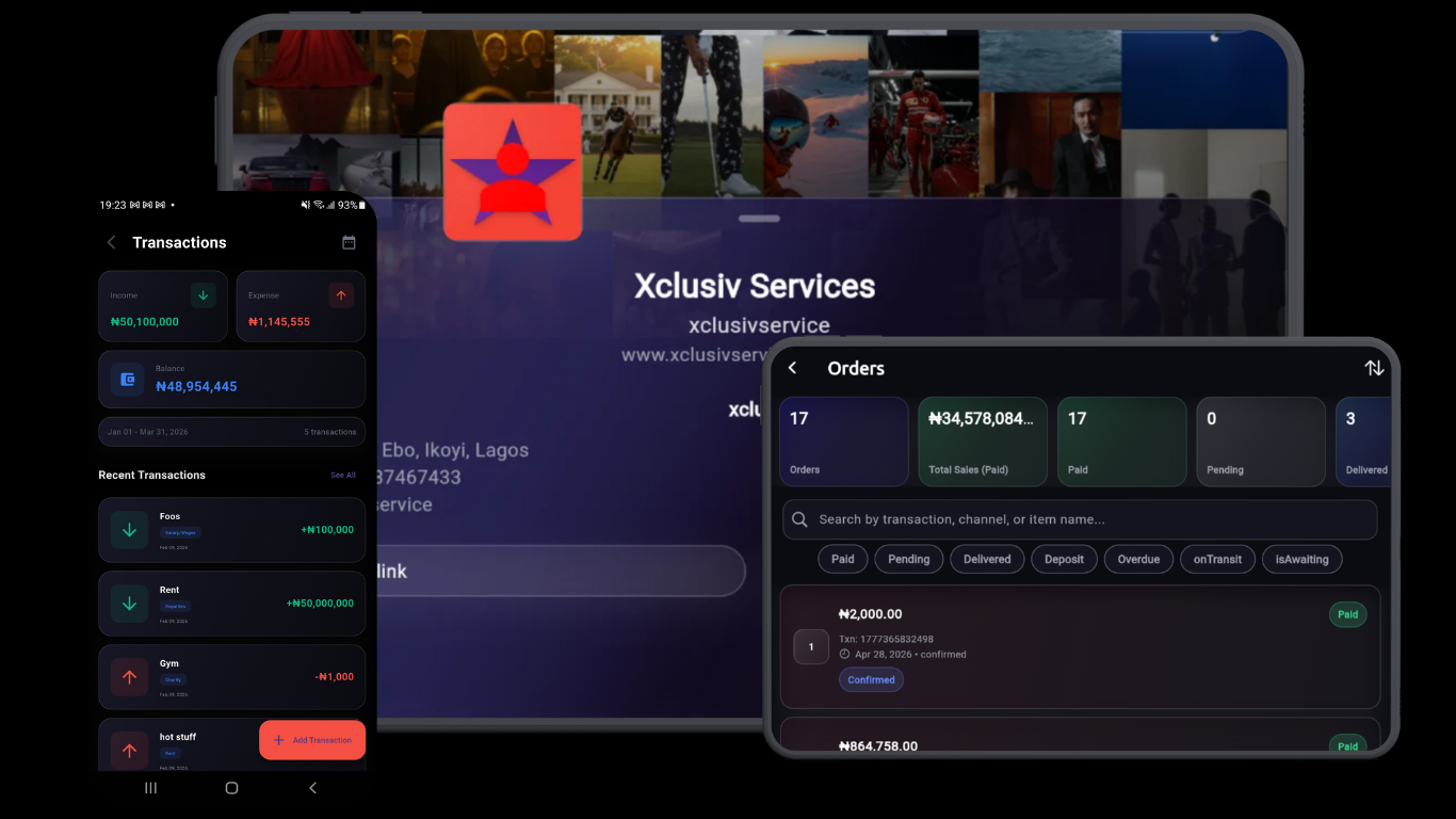 Xclusiv Business Operating System on desktop, tablet and phone